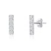 Maxcolor 14k White Gold Small 2mm Gemstone Bar Stud Earrings With Push Backs In Purple