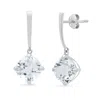 Maxcolor 14k White Gold Solitaire Round-cut Gemstone Drop Earrings (8mm) In Metallic
