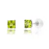 Maxcolor 14k White Gold Square Princess Cut 4mm Gemstone Stud Earrings In Green