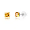 Maxcolor 14k White Gold Square Princess Cut 4mm Gemstone Stud Earrings In Silver