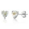 Maxcolor 14k White Or Yellow Gold 3 Prong Heart Shape Gemstone Stud Earrings In Metallic