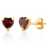 Maxcolor 14k White Or Yellow Gold 3 Prong Heart Shape Gemstone Stud Earrings In Gold