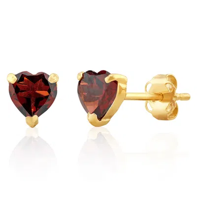 Maxcolor 14k White Or Yellow Gold 3 Prong Heart Shape Gemstone Stud Earrings