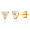 Maxcolor 14k White Or Yellow Gold 3 Prong Heart Shape Gemstone Stud Earrings In Gold