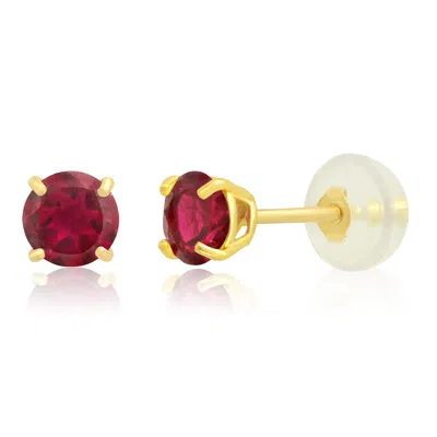 Maxcolor 14k White Or Yellow Gold Round Small 4mm Gemstone Stud Earrings In Multi