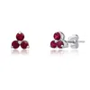 Maxcolor 14k White Or Yellow Gold Small Gemstone Trio Round Stud Earrings With Push Backs In Multi