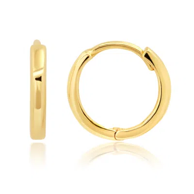 Maxcolor 14k Yellow Gold 10mm Domed Style Huggie Hoop Earrings With Hidden Post Hinged Closure
