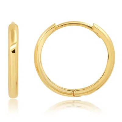 Maxcolor 14k Yellow Gold 16mm Domed Style Huggie Hoop Earrings With Hidden Post Hinged Closure