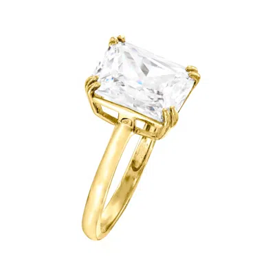 Maxcolor 14k Yellow Gold 4.25 Ctw Cz Solitaire Ring
