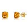 Maxcolor 14k Yellow Gold 6mm Cushion Cut Gemstone Stud Earrings In Gold