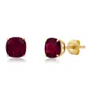 Maxcolor 14k Yellow Gold 6mm Cushion Cut Gemstone Stud Earrings In Gold