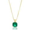 Maxcolor 14k Yellow Gold 8mm Cushion Cut Gemstone Pendant Necklaces With 18 Inch Box Chain In Gold