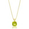 Maxcolor 14k Yellow Gold 8mm Cushion Cut Gemstone Pendant Necklaces With 18 Inch Box Chain In Gold