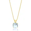 Maxcolor 14k Yellow Gold 8mm Cushion Cut Gemstone Pendant Necklaces With 18 Inch Box Chain In Gold
