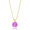 Maxcolor 14k Yellow Gold 8mm Cushion Cut Gemstone Pendant Necklaces With 18 Inch Box Chain In Gold