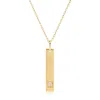 Maxcolor 14k Yellow Gold Bar Pendant Necklace With 3mm Small Round Gemstone Adjustable Cable Chain 16 Inches  In Multi