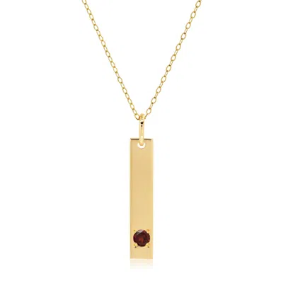 Maxcolor 14k Yellow Gold Bar Pendant Necklace With 3mm Small Round Gemstone Adjustable Cable Chain 16 Inches 