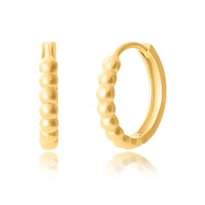 Maxcolor 14k Yellow Gold Beaded Huggie Hoops