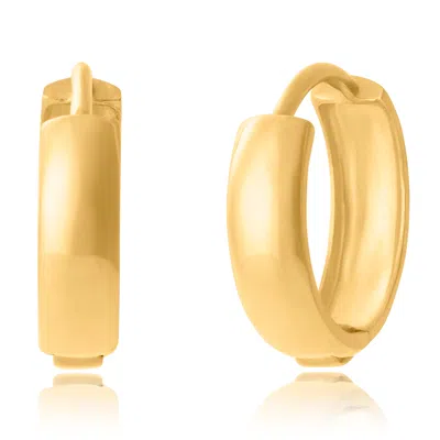 Maxcolor 14k Yellow Gold Bold Huggie Hoops