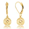 Maxcolor 14k Yellow Gold Filigree Ball Shape Dangle Earrings In Gold