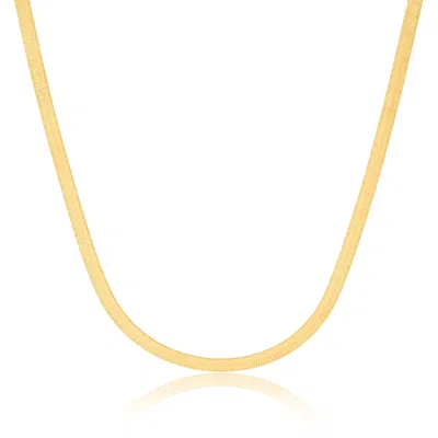 Maxcolor 14k Yellow Gold Herringbone Chain Necklace