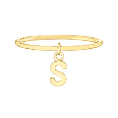 Maxcolor 14k Yellow Gold Initial Letter Charm Ring