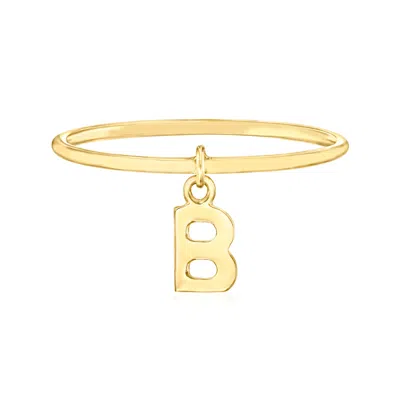Maxcolor 14k Yellow Gold Initial Letter Charm Ring In Multi