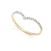 Maxcolor 14k Yellow Gold Lab Grown 1mm Diamond Wishbone Ring In Gold
