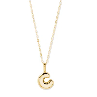 Maxcolor 14k Yellow Gold Letter Bubble Pendant Necklace In Multi