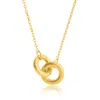 Maxcolor 14k Yellow Gold Linked Circle Necklace In Gold