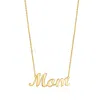 Maxcolor 14k Yellow Gold Mom Script Necklace In Yellow