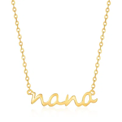 Maxcolor 14k Yellow Gold Nana Script Necklace