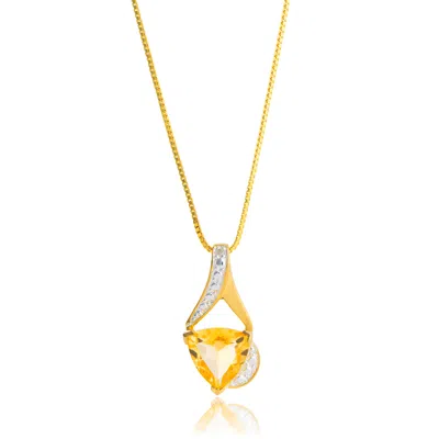 Maxcolor 14k Yellow Gold Plated 8mm Cushion Cut Birthstone Solitaire Pendant Necklace