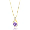 Maxcolor 14k Yellow Gold Plated 8mm Cushion Cut Birthstone Solitaire Pendant Necklace In Gold