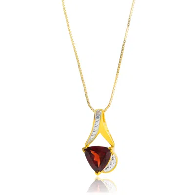 Maxcolor 14k Yellow Gold Plated 8mm Cushion Cut Gemstone Pendant Necklace In Multi