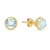 Maxcolor 14k Yellow Gold Roped Halo Gemstone Round Stud Earrings For Women 6mm In Gold