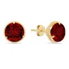 Maxcolor 14k Yellow Gold Roped Halo Round-cut Gemstone Stud Earrings (8mm) In Gold