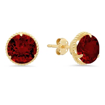 Maxcolor 14k Yellow Gold Roped Halo Round-cut Gemstone Stud Earrings (8mm)
