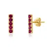Maxcolor 14k Yellow Gold Small 2mm Gemstone Bar Stud Earrings With Push Backs In Gold