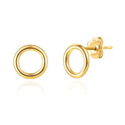 Maxcolor 14k Yellow Gold Small Circle Stud Earrings