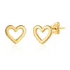 Maxcolor 14k Yellow Gold Small Heart Stud Earrings In Multi
