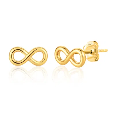 Maxcolor 14k Yellow Gold Small Infinity Stud Earrings