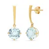 Maxcolor 14k Yellow Gold Solitaire Cushion-cut Gemstone Drop Earrings (8mm) In Gold