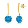 Maxcolor 14k Yellow Gold Solitaire Round-cut Gemstone Drop Earrings (8mm) In Gold