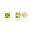 Maxcolor 14k Yellow Gold Square Princess Cut 4mm Gemstone Stud Earrings In Gold