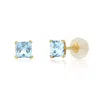 Maxcolor 14k Yellow Gold Square Princess Cut 4mm Gemstone Stud Earrings In Gold