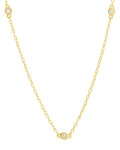Maxcolor 14k Yellow Gold Station With Five 2mm Round Lab Gr