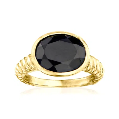 Maxcolor 18k Gold Over Sterling Silver 12x10mm Oval Onyx Ring In Black