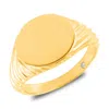 Maxcolor 18k Gold Plated Hidden Vermeil Lab Grown Diamond Signet Ring In Gold