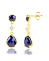 Maxcolor 18k Over Silver 1.50 Ct. Tw. Blue Sapphire Dangle Earrings